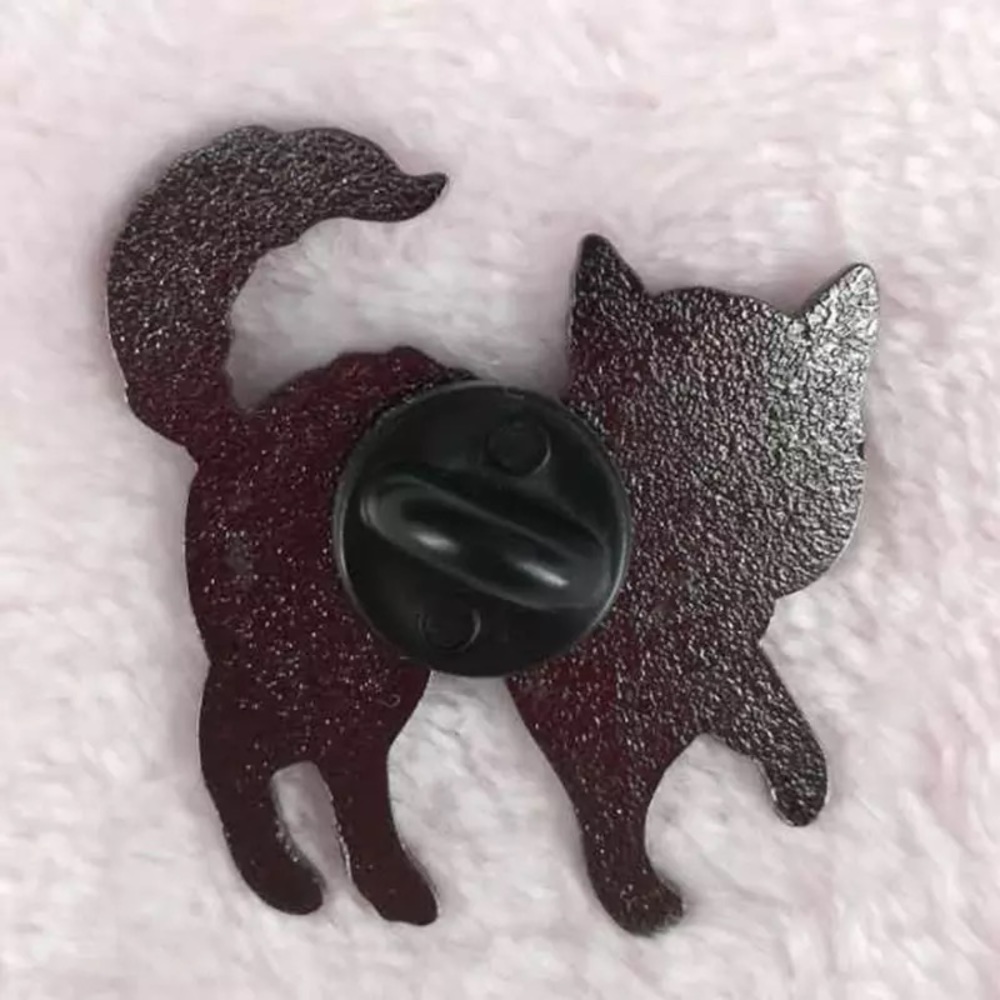 Creepy Cool Glitter Cat Skeleton Enamel Pin - Picture 2 of 2
